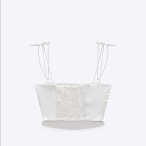 Zara Satin Crop Top, Small, White